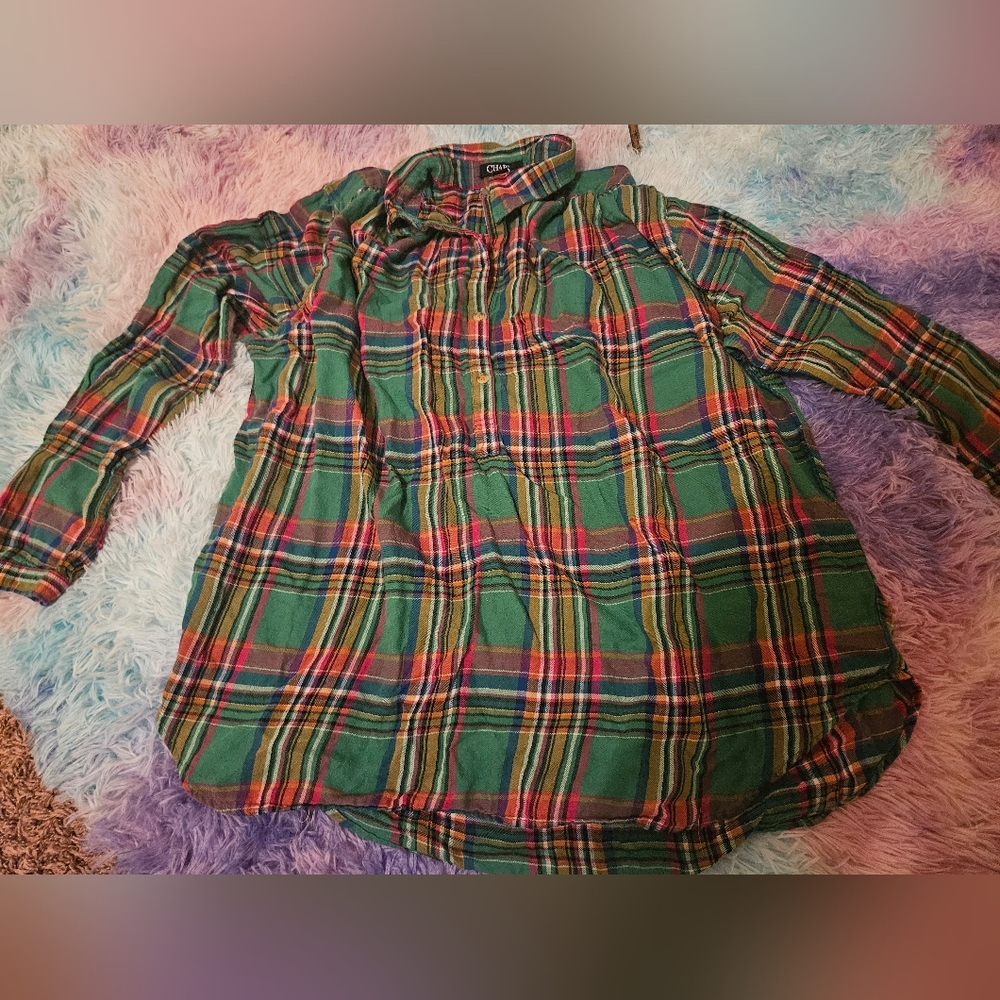 Chaps Denim Red/Green Plaid Shirt